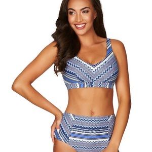 Sea Level Rosita Stripe Bra Top & Spliced Mid Pant Swimsuit Set